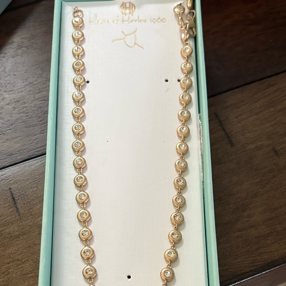 House of Harlow 1960 Gold Necklace with Clear Accents